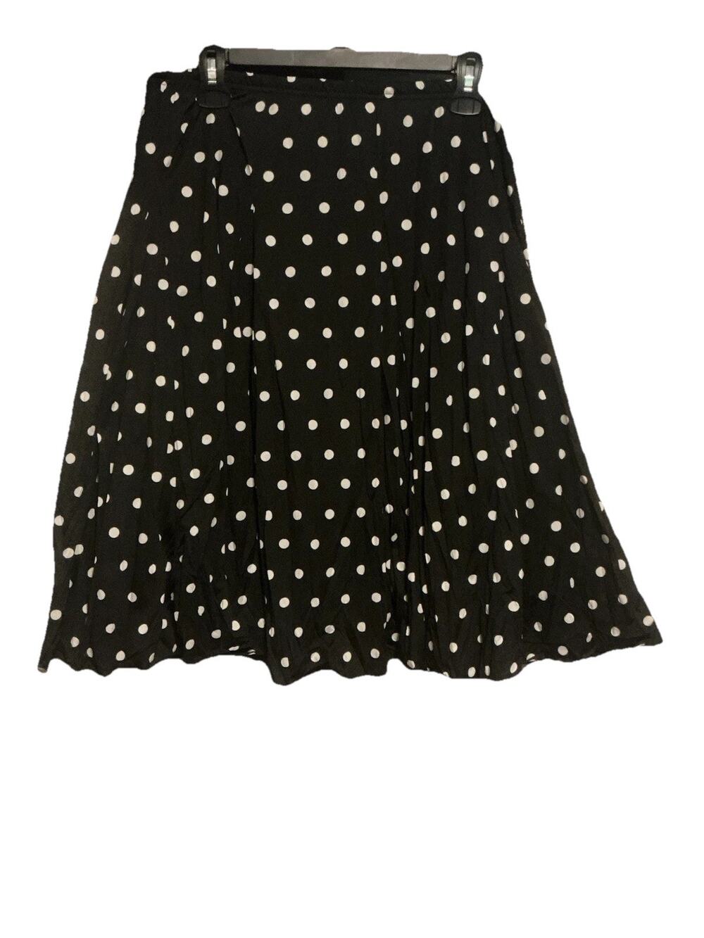New Direction Women’s Skirt Black & White Polka Dot Maxi Skirt SZ L